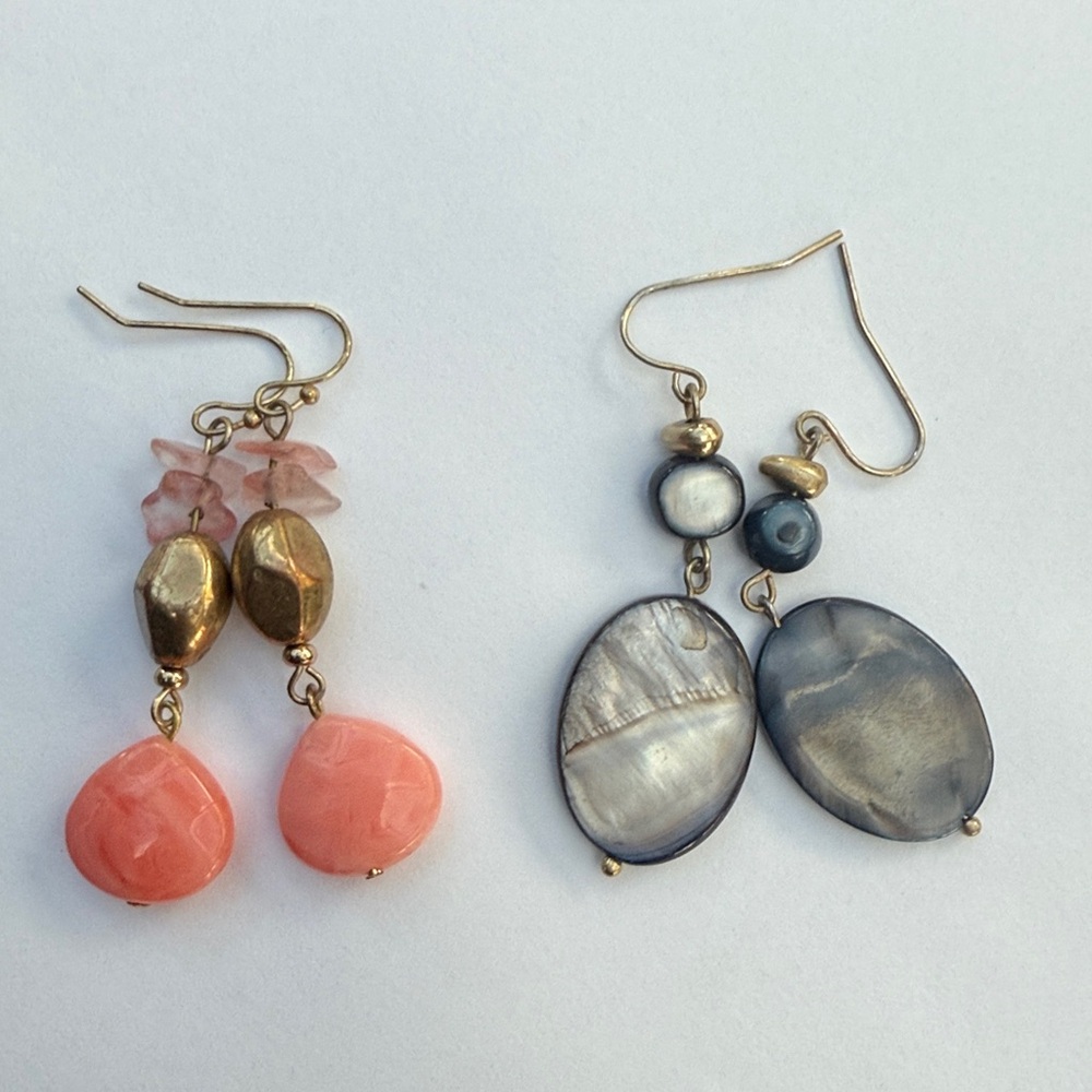 Chic Pink and Grey/Blue Dangle Drop Earrings